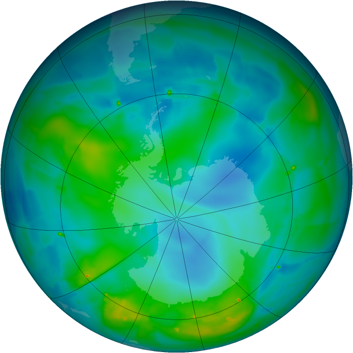 Antarctic ozone map for 08 May 2010
